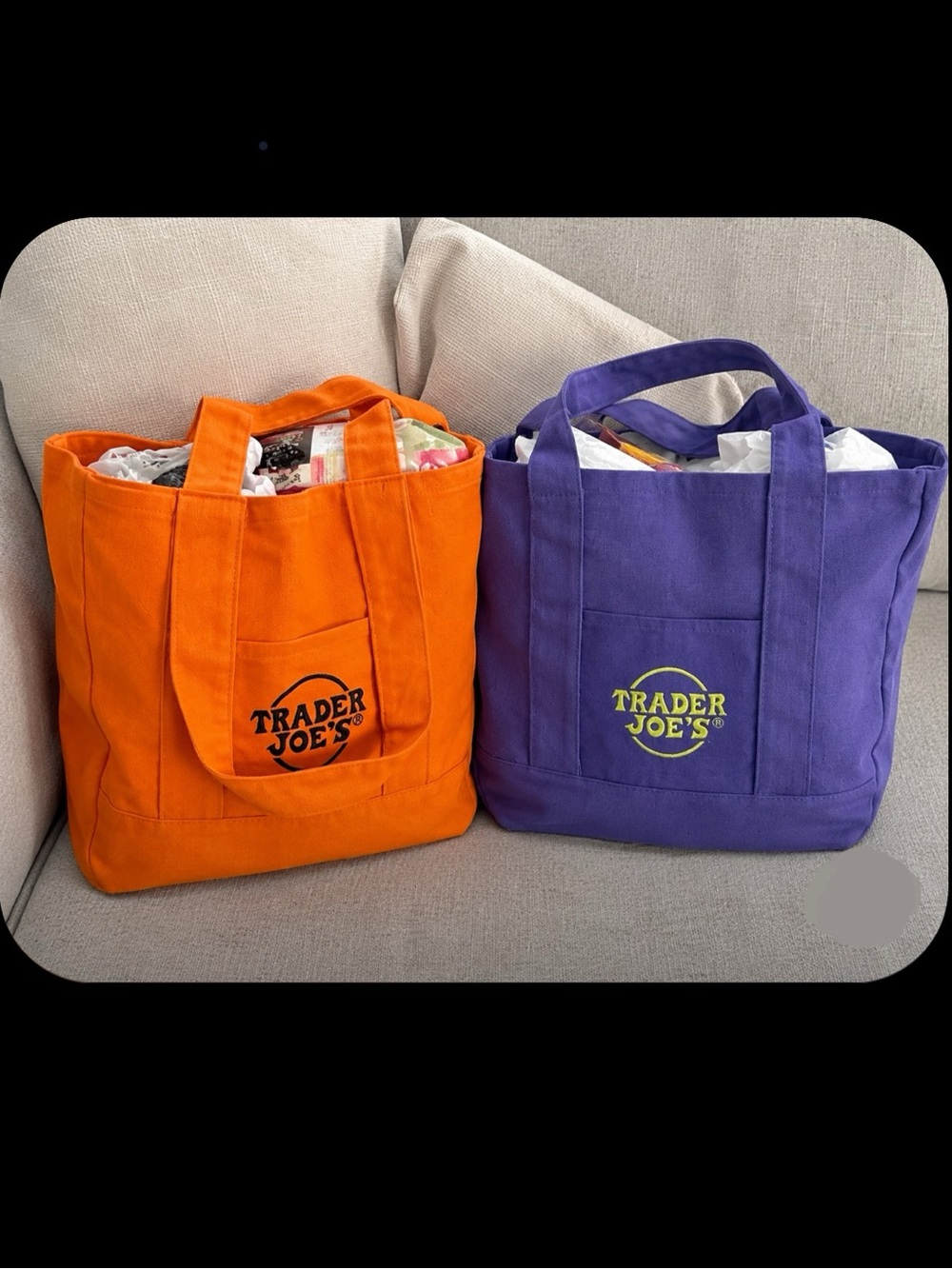 Trader Joe's Orange Canvas Tote Bag Bright Everyday Carry